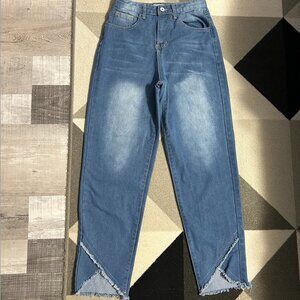 MISSLOOK High Rise Frayed Tulip Hem Jeans Women's Size S
